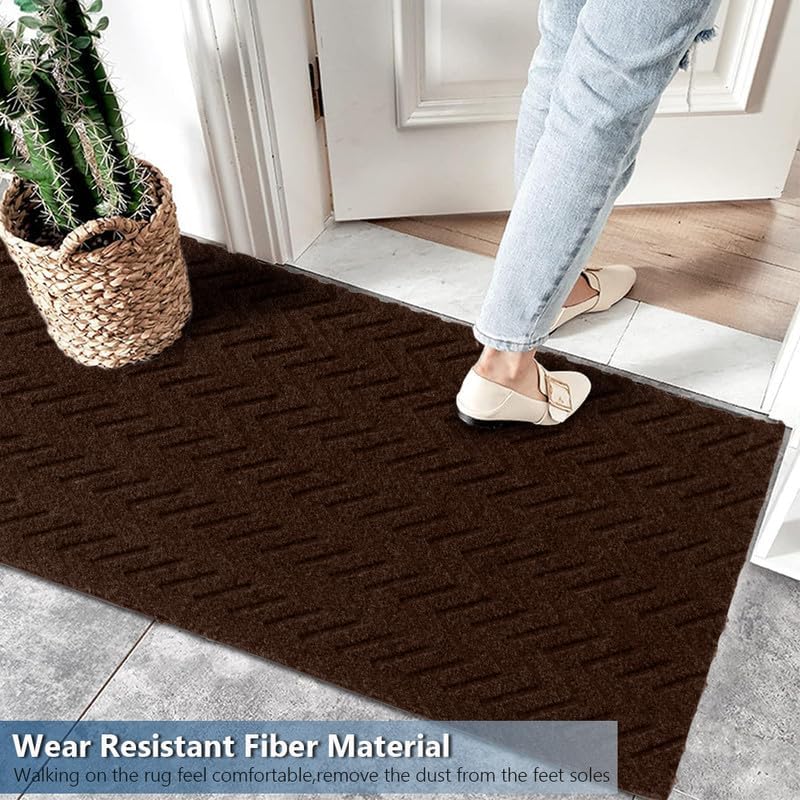 LITA Crease Brown Hallway Runner Rug