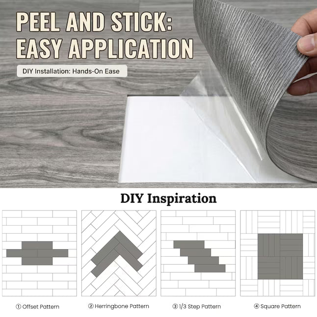 LITA Heather Gray Peel and Stick Vinyl Plank Flooring – 54 Sq. Ft., 36-Pack