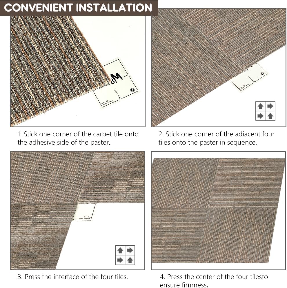 LITA Square Patchwork Carpet - 18 Pack, 72 sq ft Coverage (Beige) - LITA