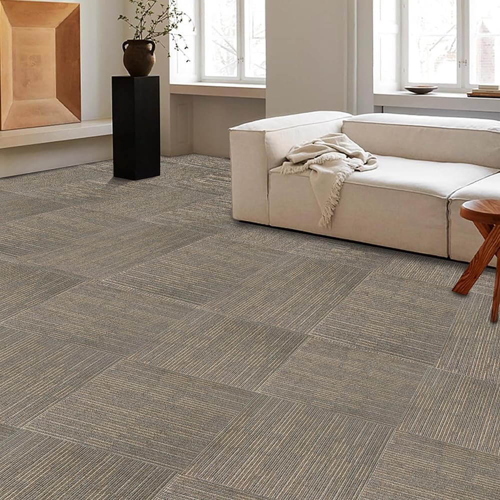 LITA Square Patchwork Carpet - 18 Pack, 72 sq ft Coverage (Beige) - LITA