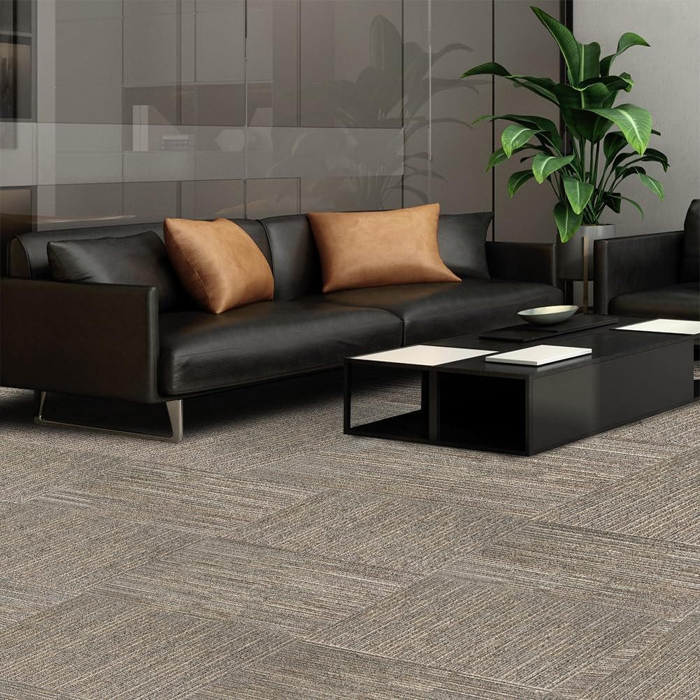 LITA Square Patchwork Carpet - 18 Pack, 72 sq ft Coverage (Beige) - LITA