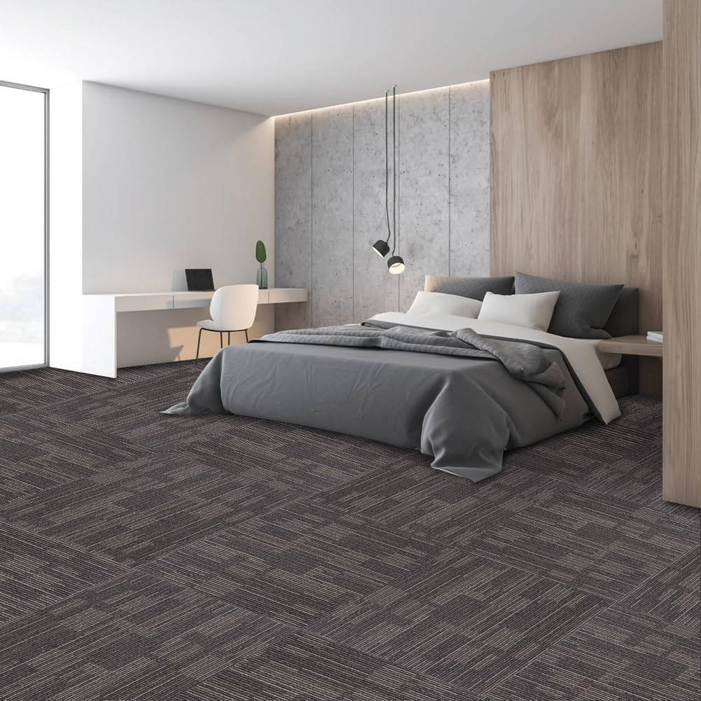 LITA Square Patchwork Carpet - 18 Pack, 72 sq ft Coverage (Brown) - LITA