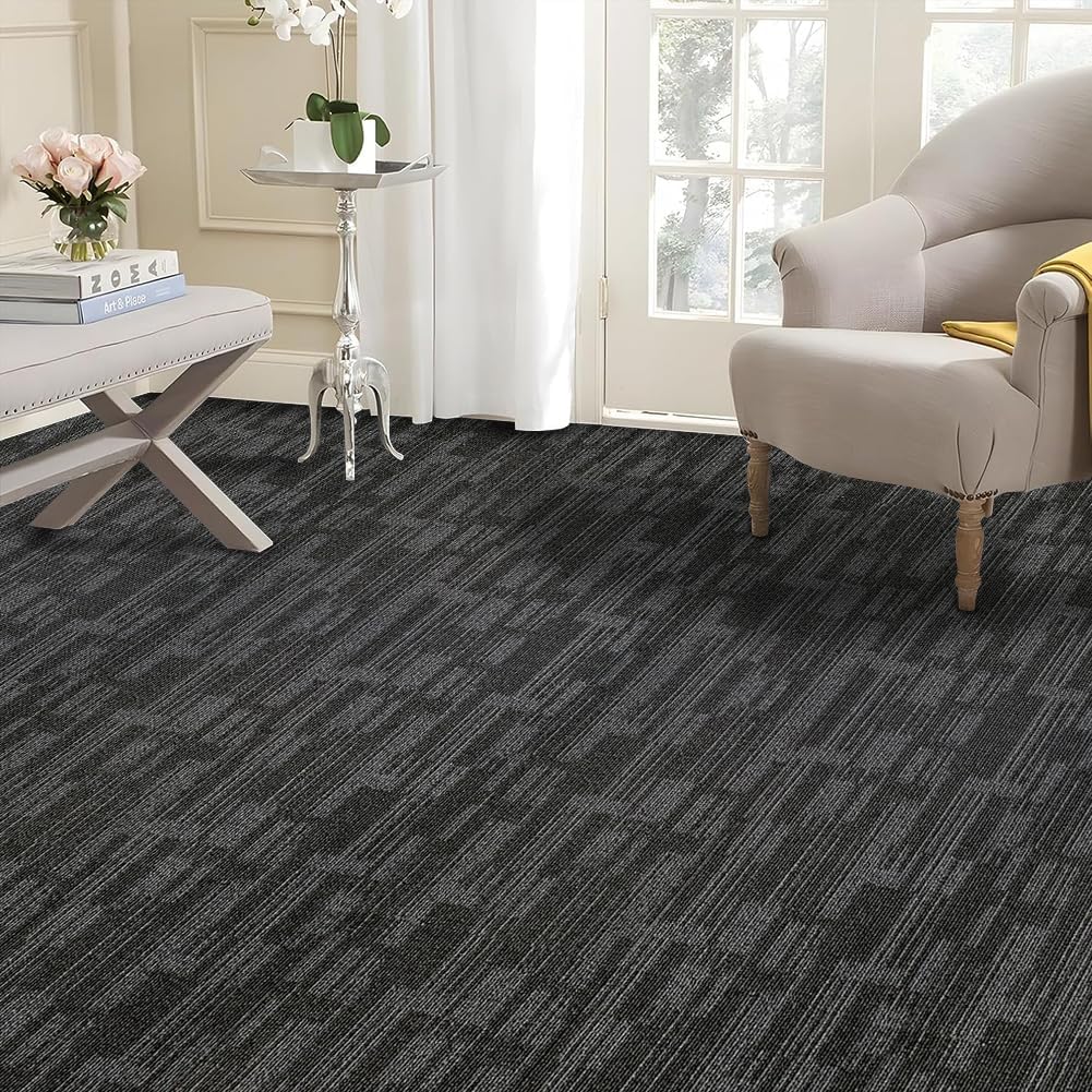 LITA Square Patchwork Carpet - 18 Pack, 72 sq ft Coverage (Gray) - LITA