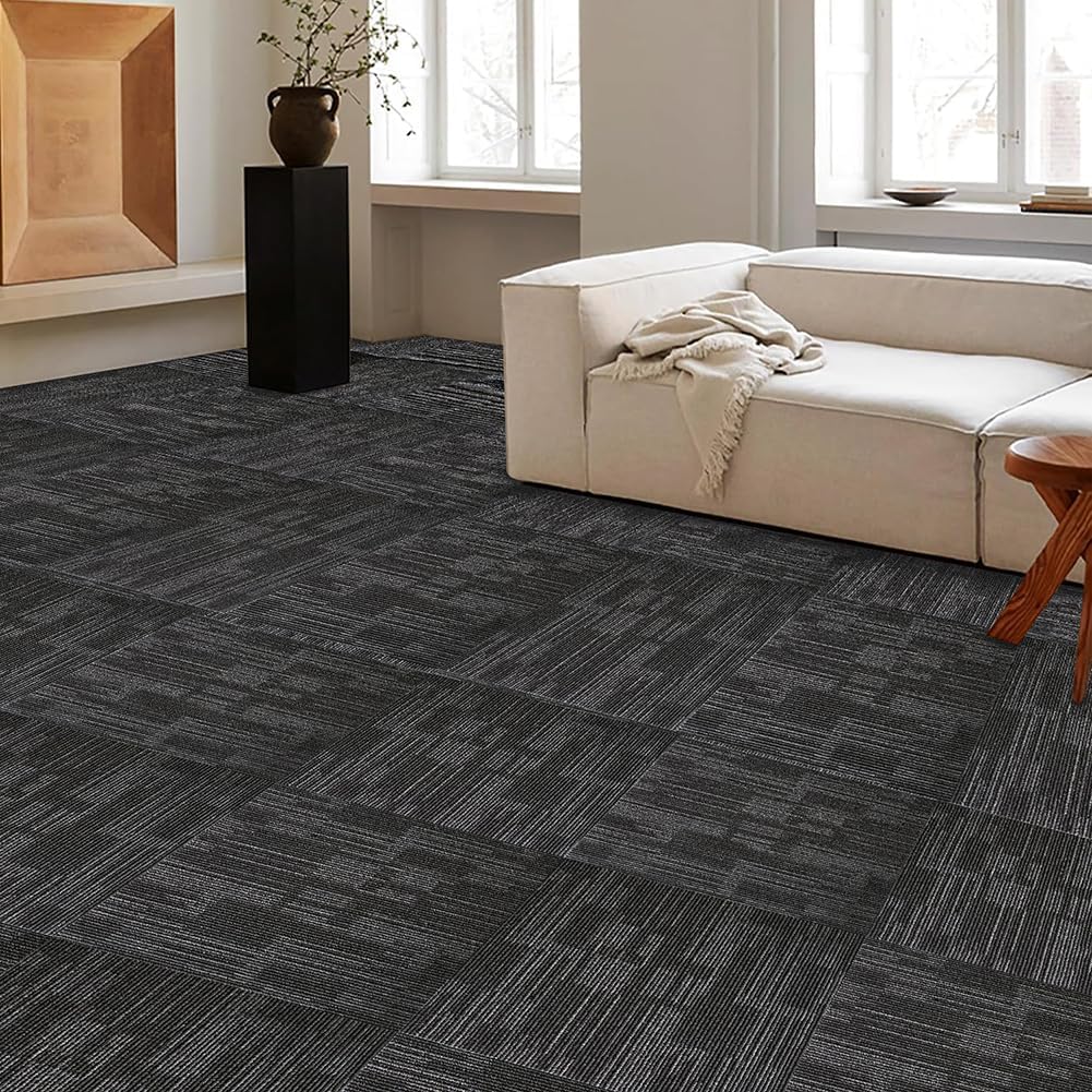 LITA Square Patchwork Carpet - 18 Pack, 72 sq ft Coverage (Gray) - LITA