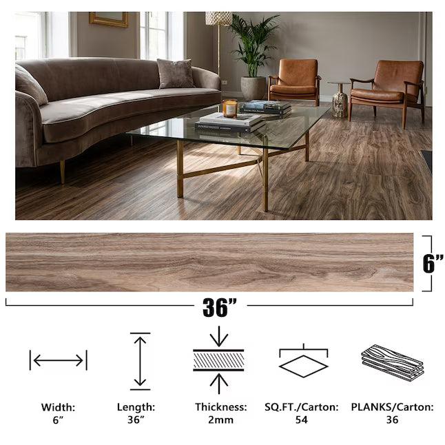 LITA Barnwood Peel and Stick Vinyl Plank Flooring – 54 Sq. Ft., 36-Pack
