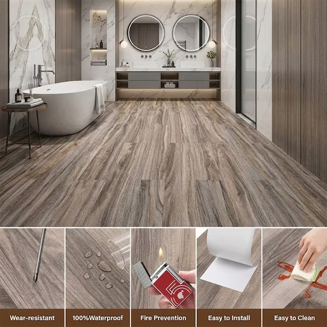 LITA Barnwood Peel and Stick Vinyl Plank Flooring – 54 Sq. Ft., 36-Pack