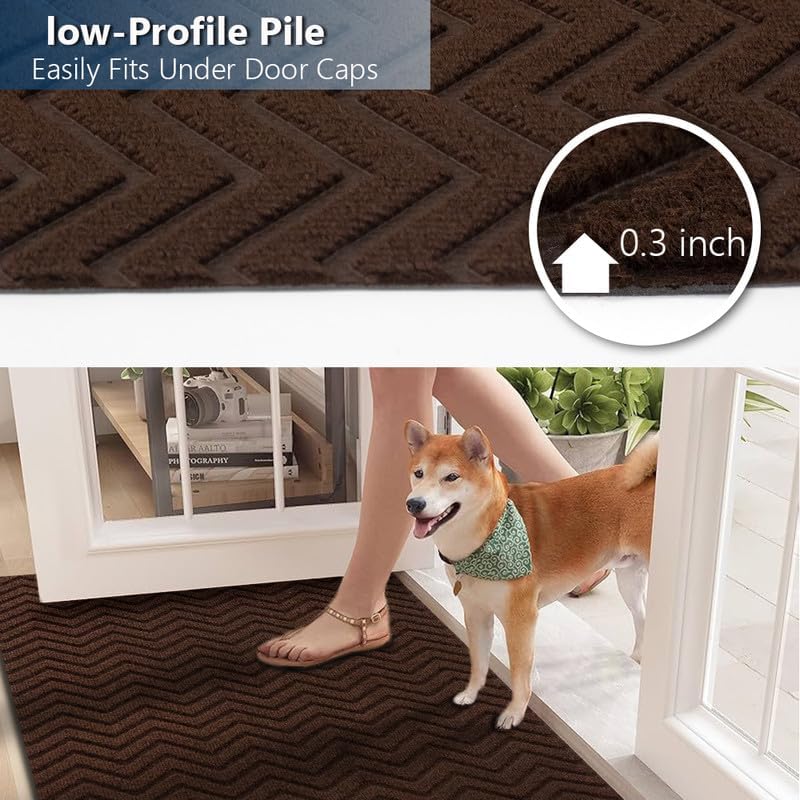 LITA Crease Brown Backed Non-Slip Area Rugs