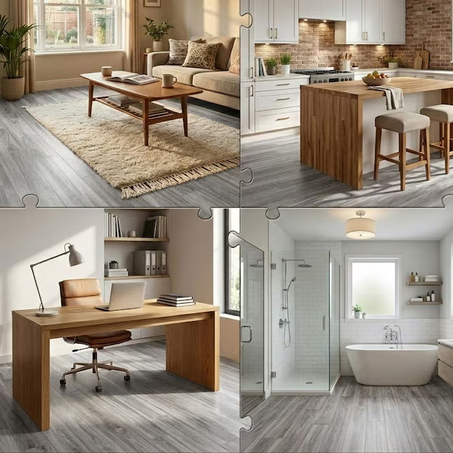 LITA Heather Gray Peel and Stick Vinyl Plank Flooring – 54 Sq. Ft., 36-Pack