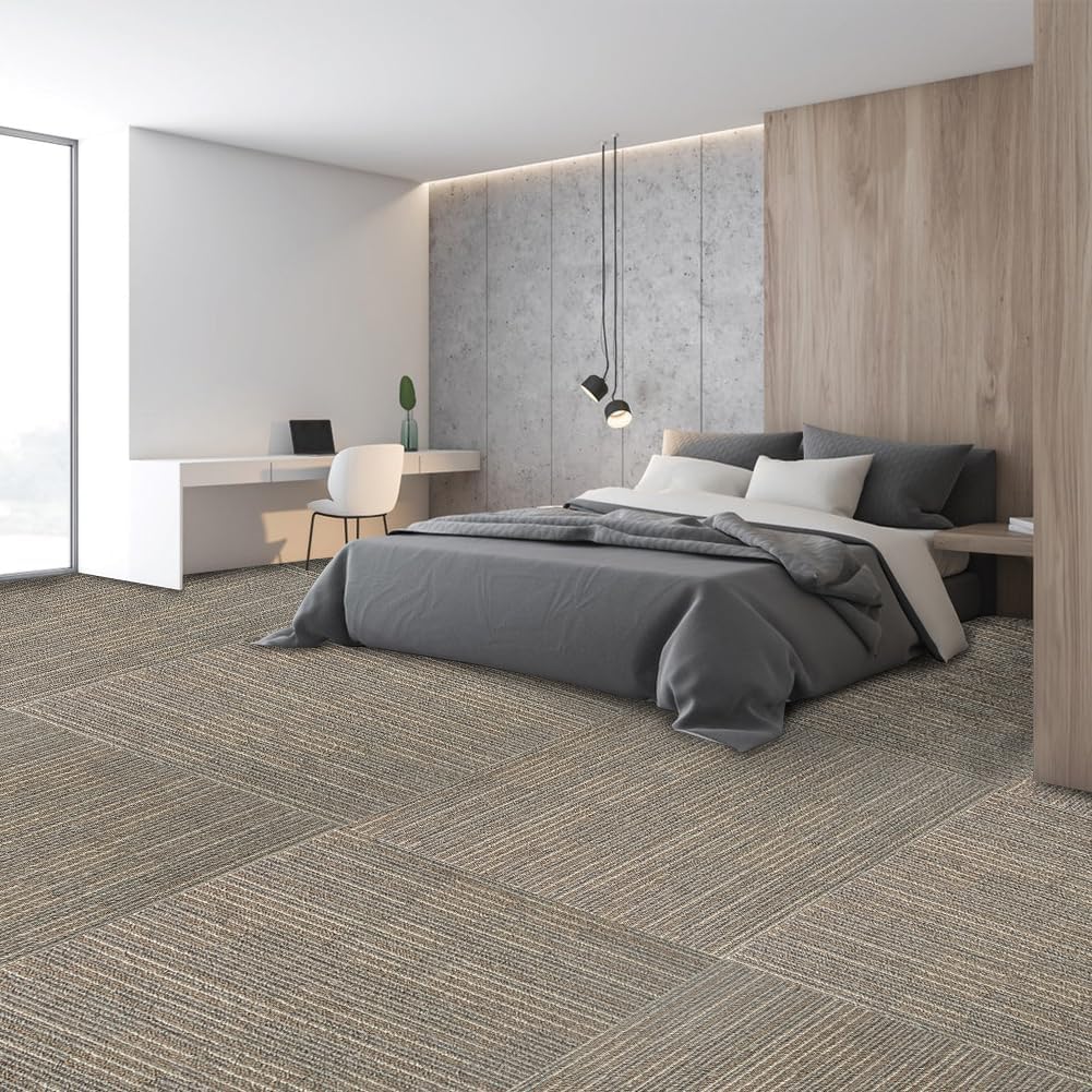 LITA Square Patchwork Carpet - 18 Pack, 72 sq ft Coverage (Beige) - LITA