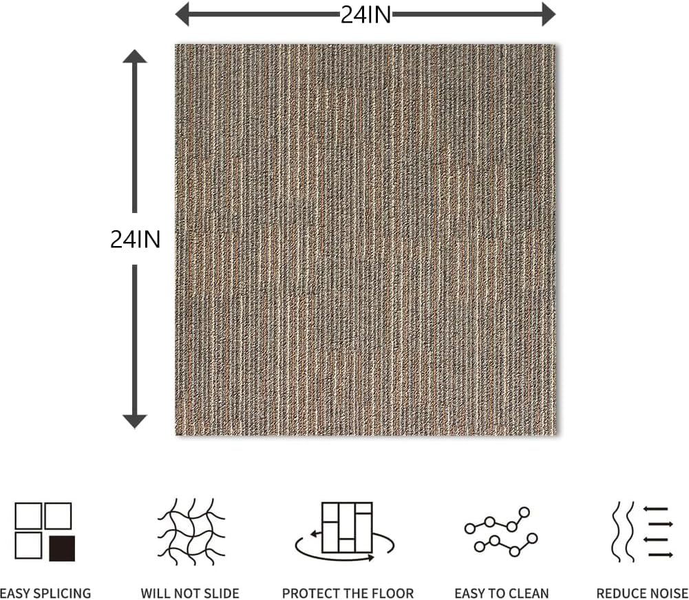 LITA Square Patchwork Carpet - 18 Pack, 72 sq ft Coverage (Beige) - LITA