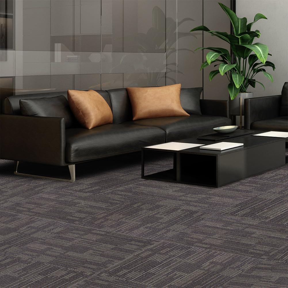 LITA Square Patchwork Carpet - 18 Pack, 72 sq ft Coverage (Brown) - LITA