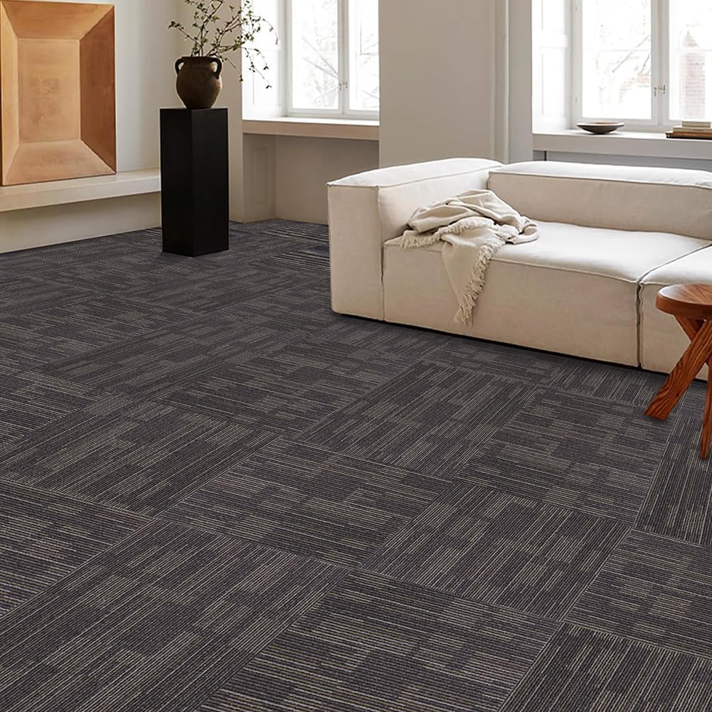 LITA Square Patchwork Carpet - 18 Pack, 72 sq ft Coverage (Brown) - LITA